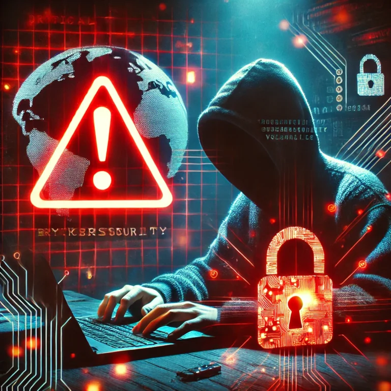 DALL·E 2025-08-05 21.52.36 - A visually striking image representing a critical cybersecurity flaw. The scene shows a dark, moody environment with a glowing red warning symbol (exc